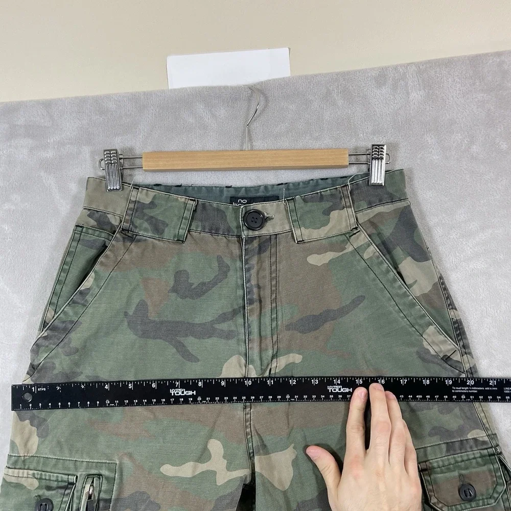 Y2K No Boundaries Baggy Camo Cargo Pants Mens 30x32 (fit 29x30) Paratrooper Zip